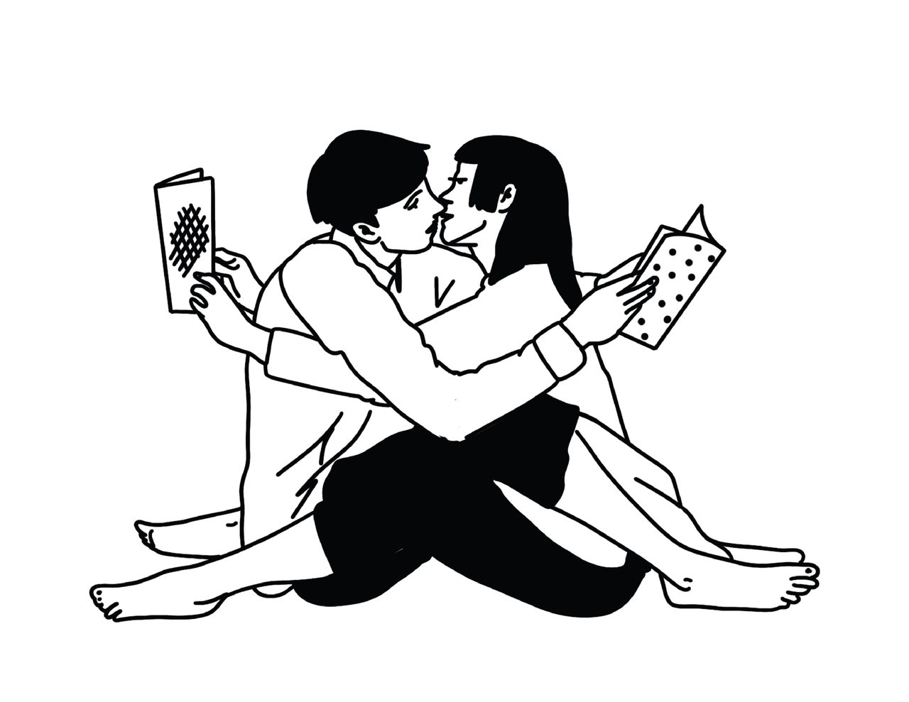 Modern Relationship - Digital Illustration - 2023 Commissioned for a psychology project, this series of illustrations visually portrays the subtle disconnection in modern relationships-how we can be physically present yet mentally absorbed elsewhere.